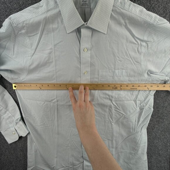 Brooks Brothers Classic Cotton Check Non-Iron Blue 17-34 Spread Men Shirt Adult - Picture 5 of 16